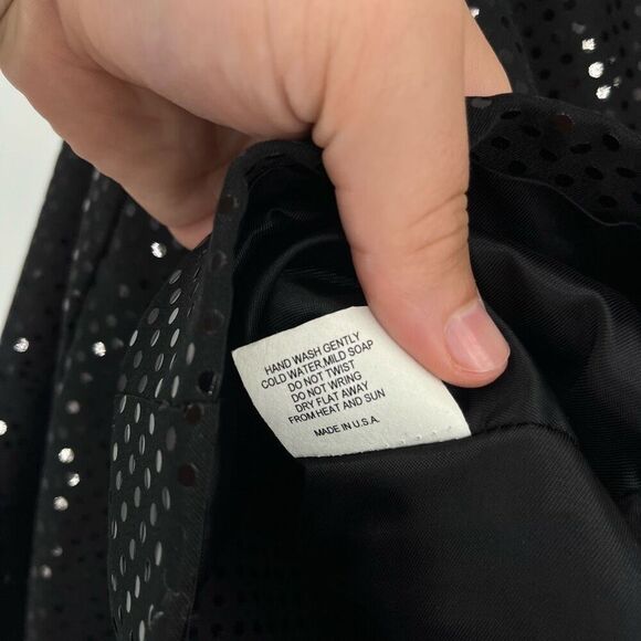 Mesmerize Zip Up Jacket Sparkly Sequin Collared Long Sleeve Black Womens Medium - Picture 5 of 8